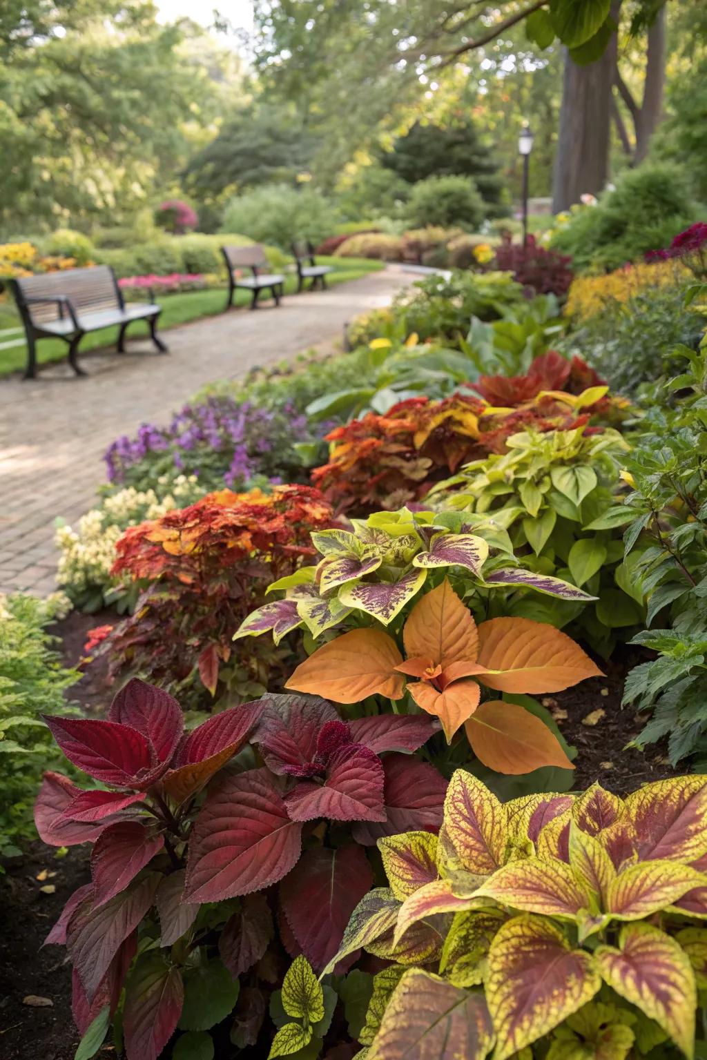 Colorful foliage provides non-stop visual interest.