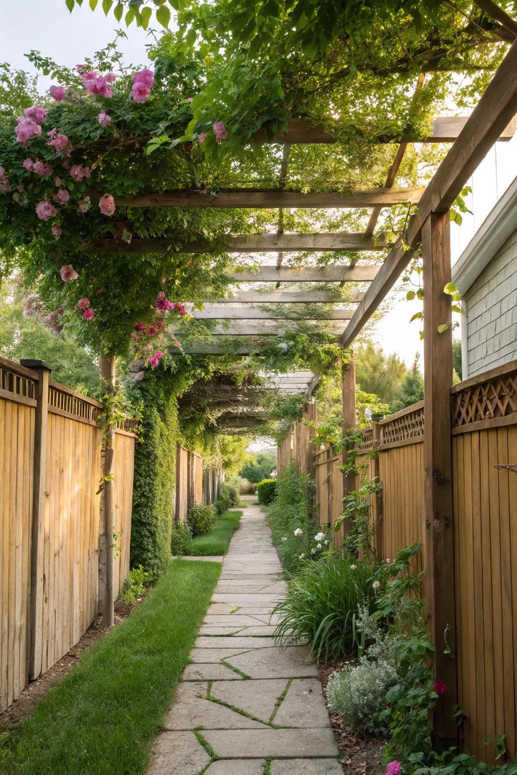 Pergolas provide shade and are perfect for climbing plants.