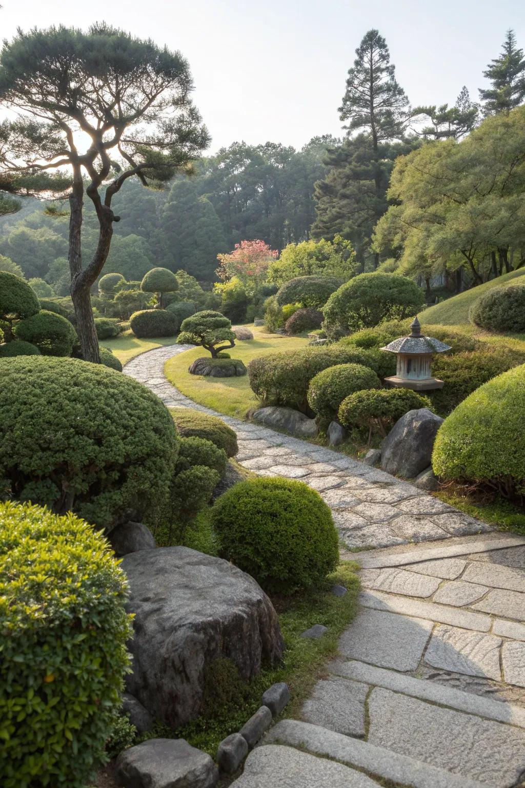 Shrubs create natural borders that define spaces softly.