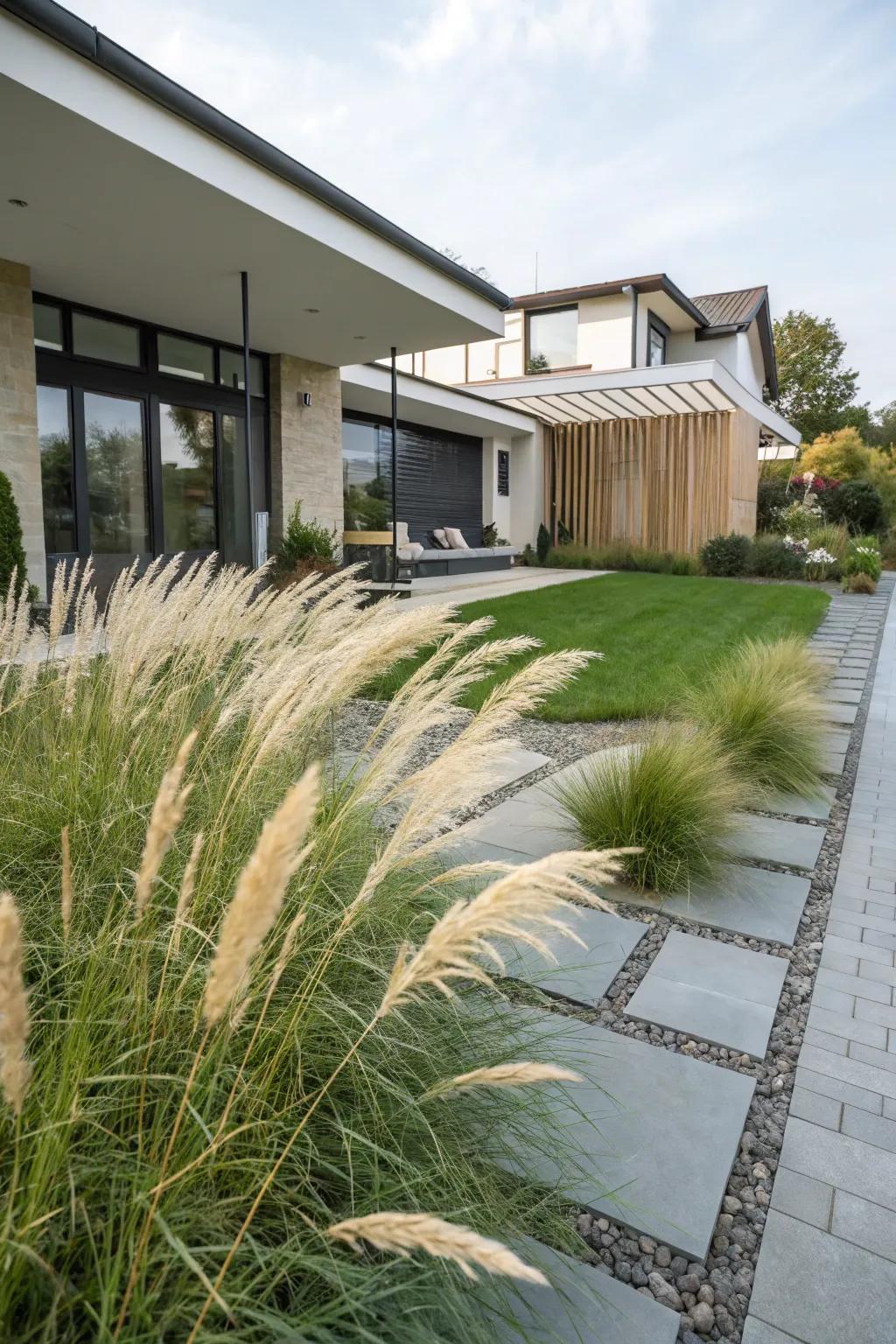 Feather Reed Grass provides a modern, airy aesthetic.