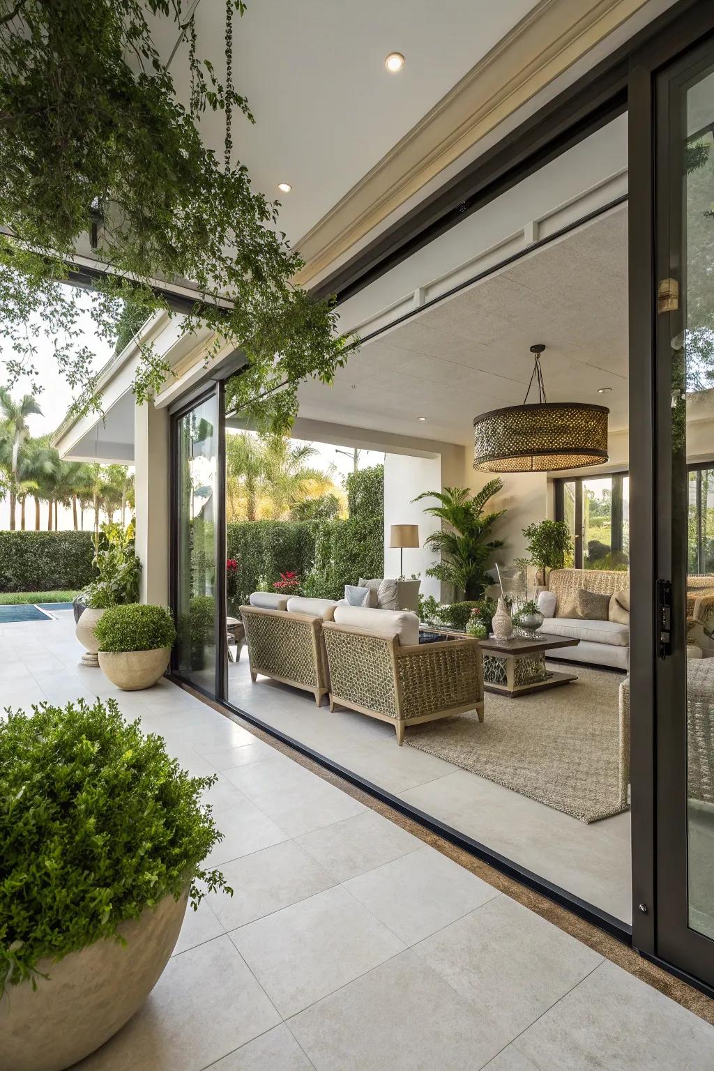 Seamless indoor-outdoor flow with sliding doors.