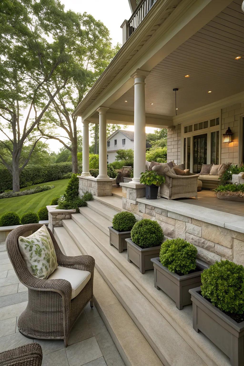Explore innovative space solutions on your luxury porch for a practical and stylish layout.