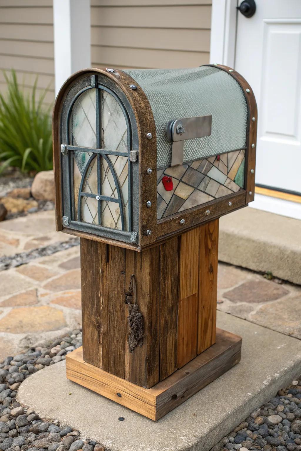 Express your style with a mixed media mailbox stand.