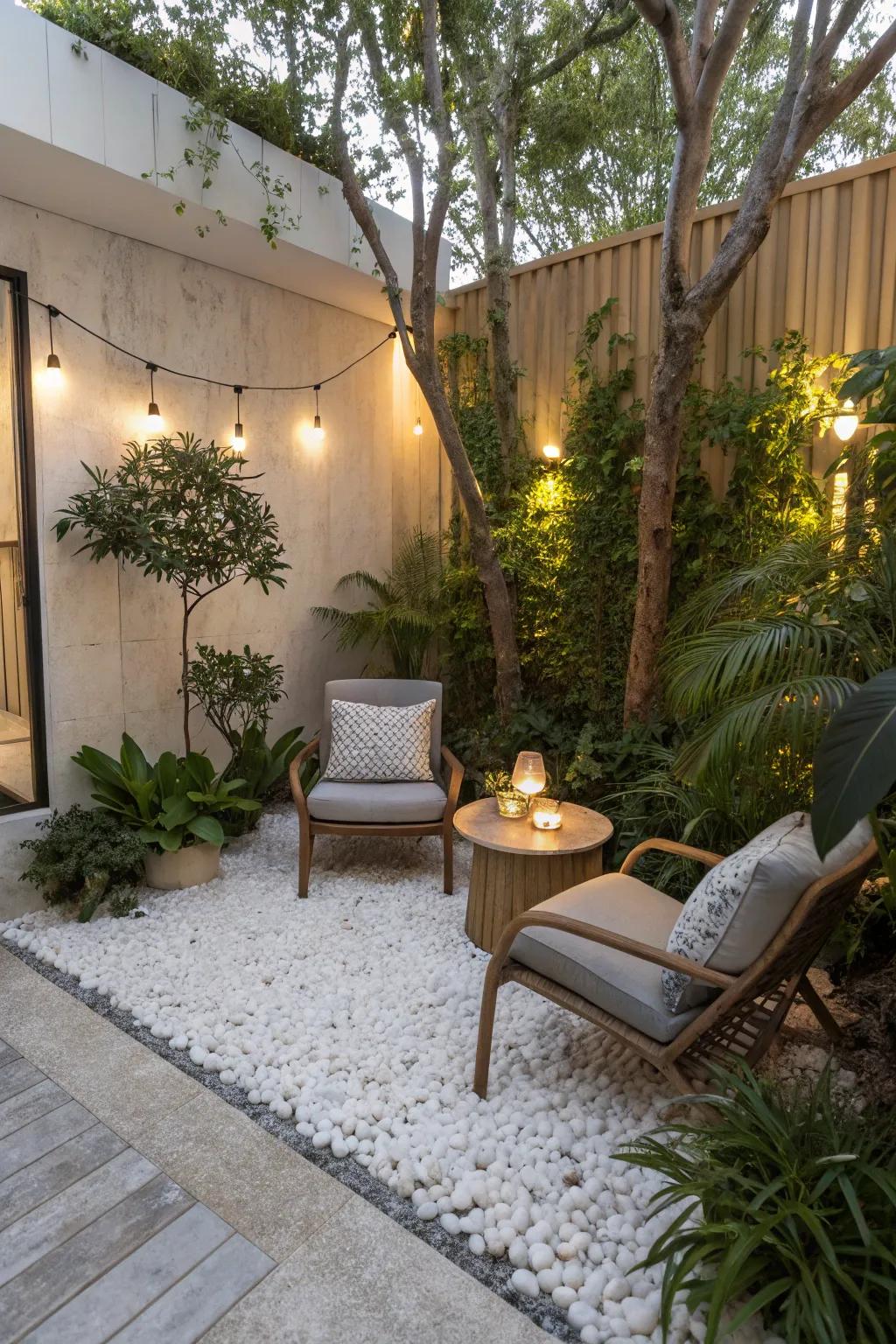 Draw attention to special areas with marble chips.