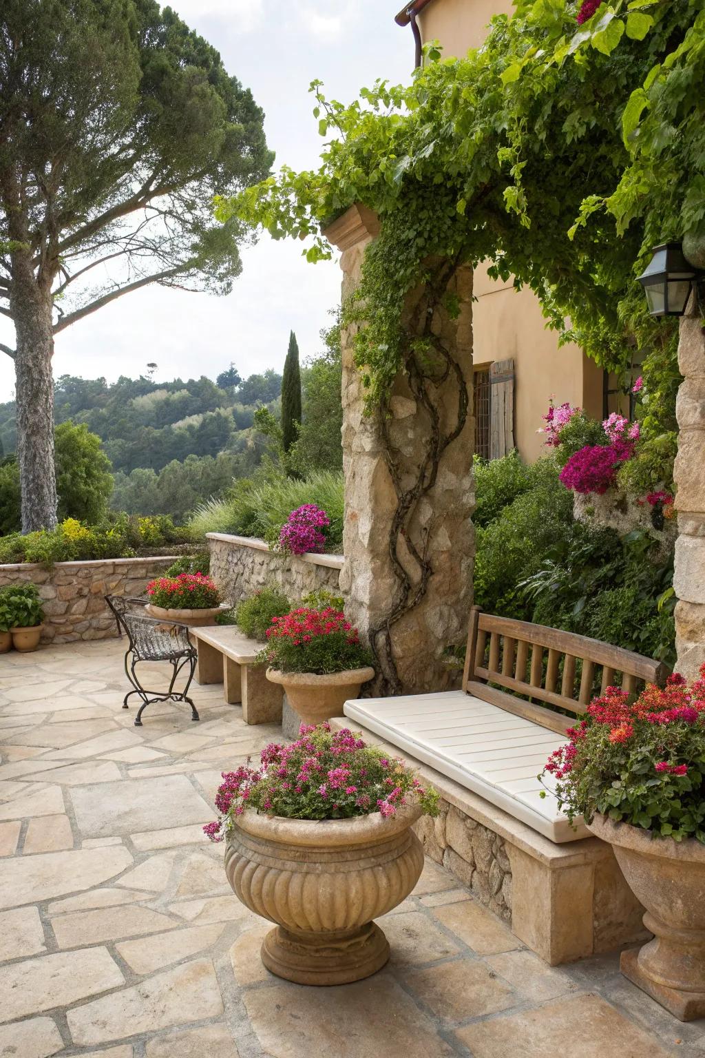 Stone accents provide durability and timeless style.