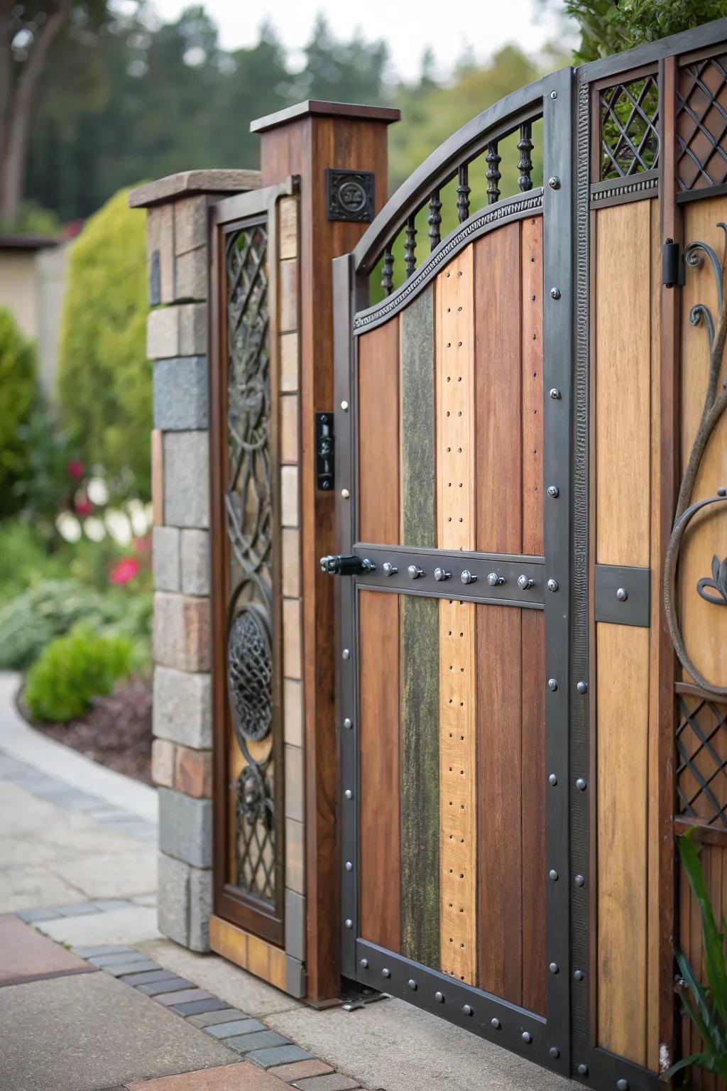 Blending materials achieves a harmonious gate design.