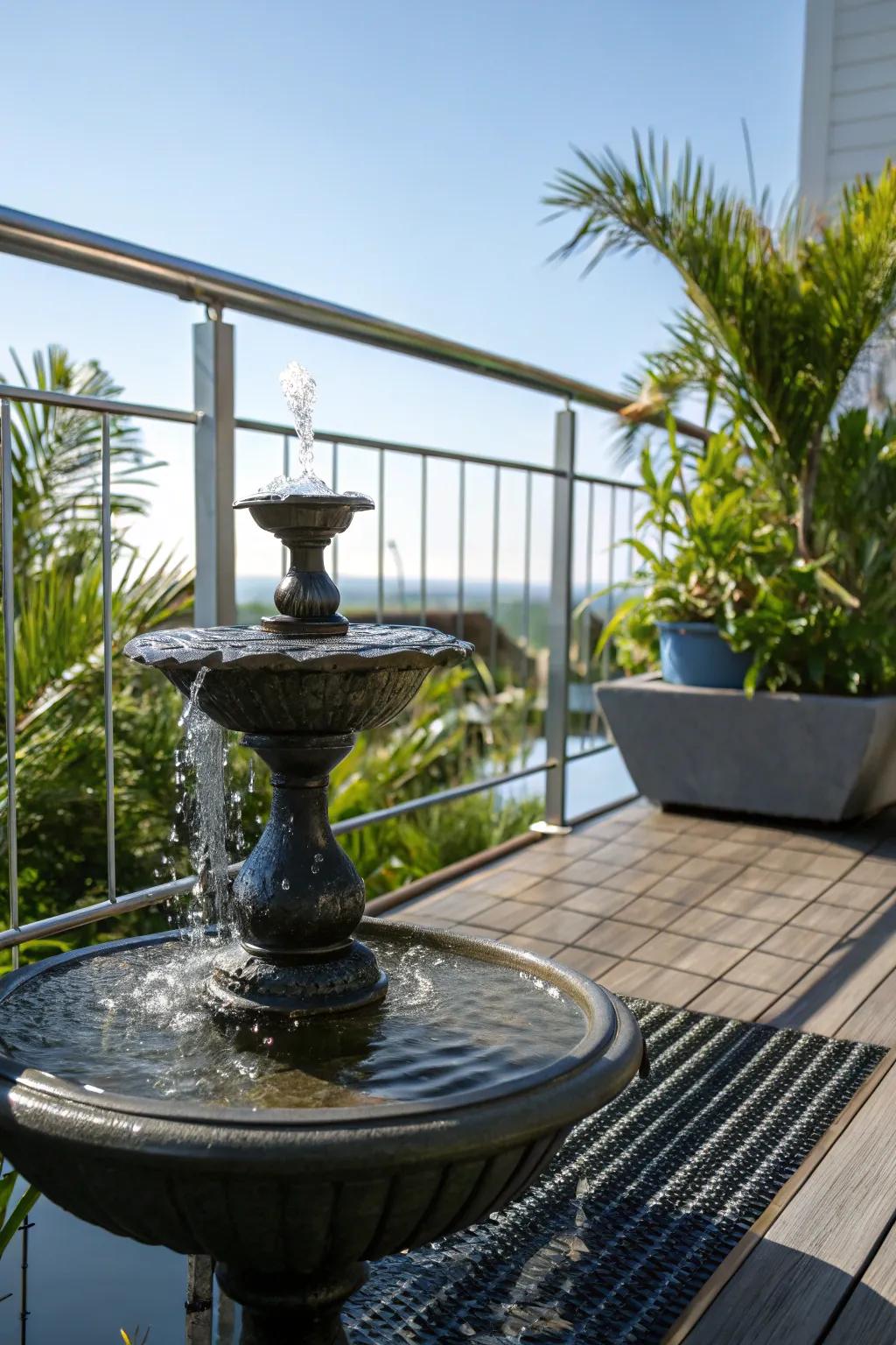 Water features add serenity and luxury to metal decks.