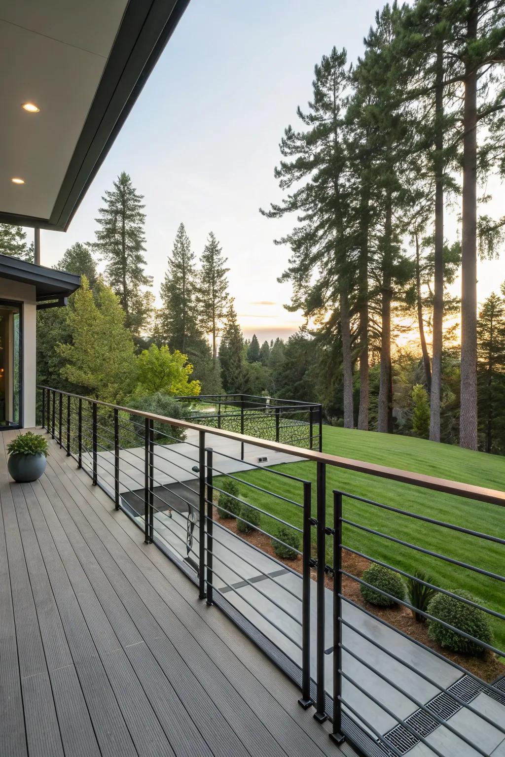 Bold and contemporary matte-finished metal railings.