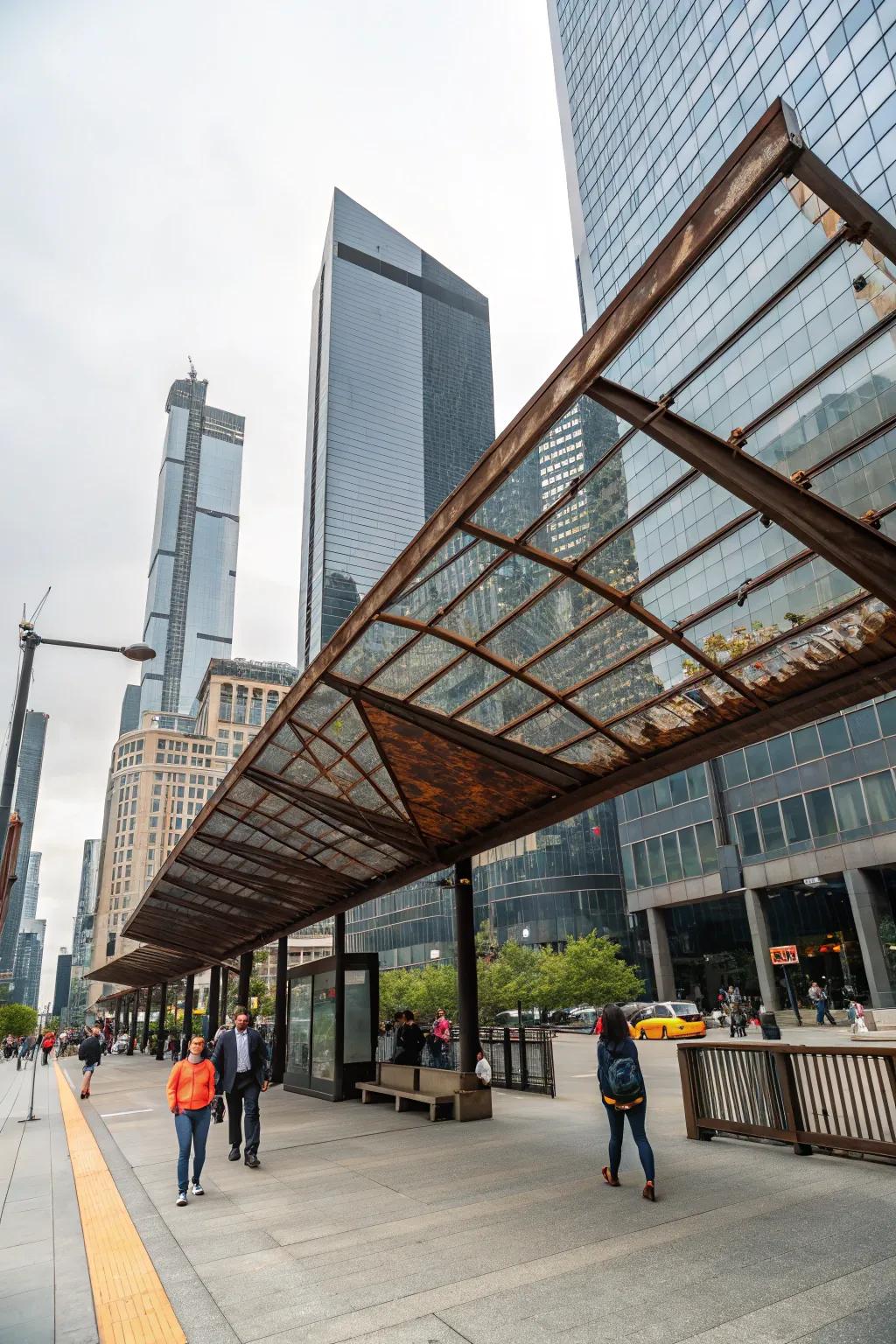Industrial-style awning for a chic urban vibe.