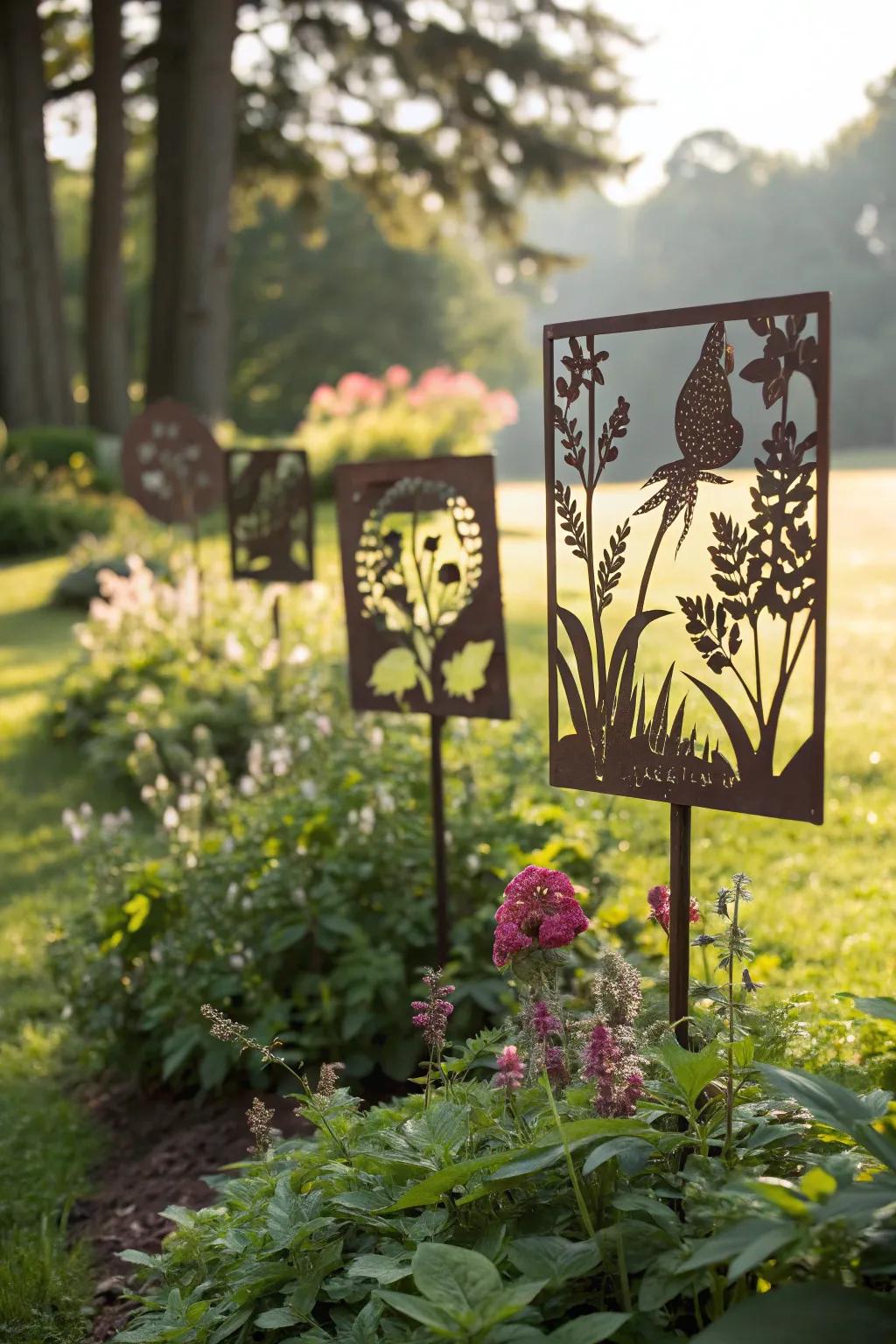 Nature-inspired silhouettes seamlessly integrate with garden landscapes.