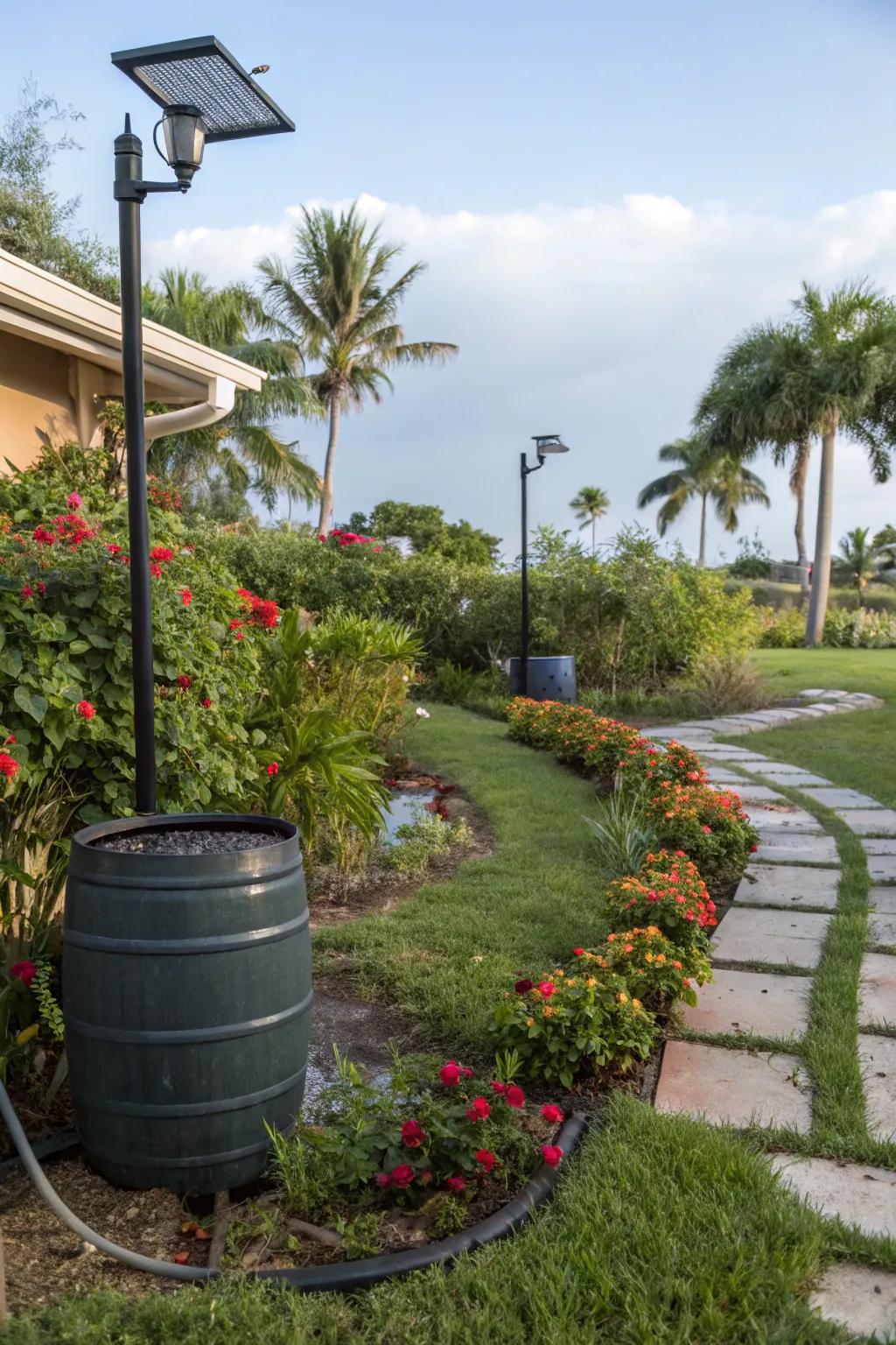 Sustainable practices like rain barrels and solar lights benefit both the planet and your wallet.