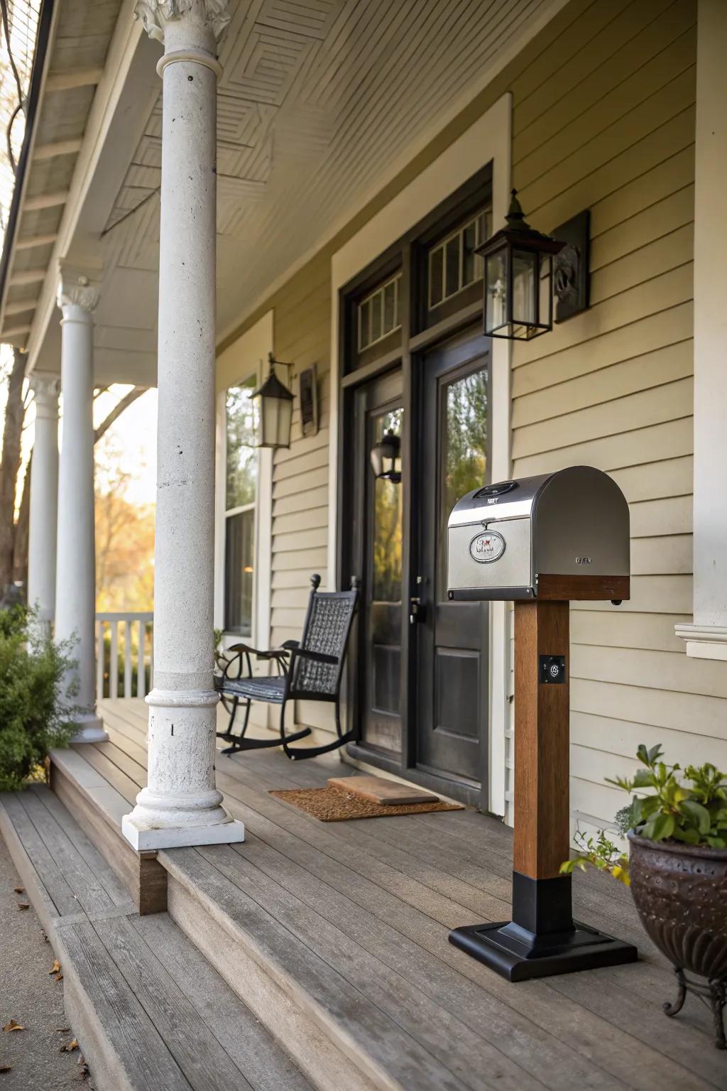 A chic mailbox enhances the curb appeal of your porch.