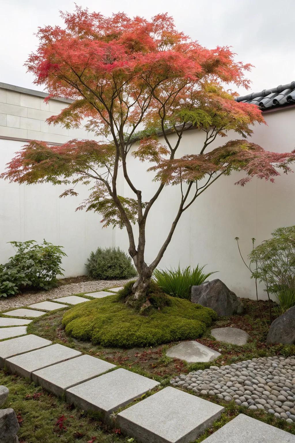Compact trees like Japanese maples add structure and elegance.