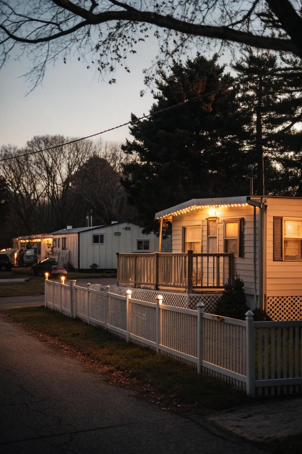 Illuminated fences create ambiance and enhance security.