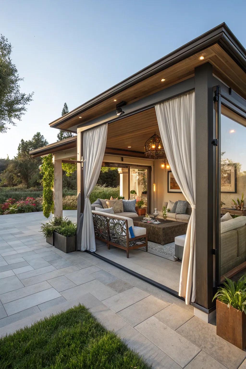 Retractable walls for a flexible cabana experience.