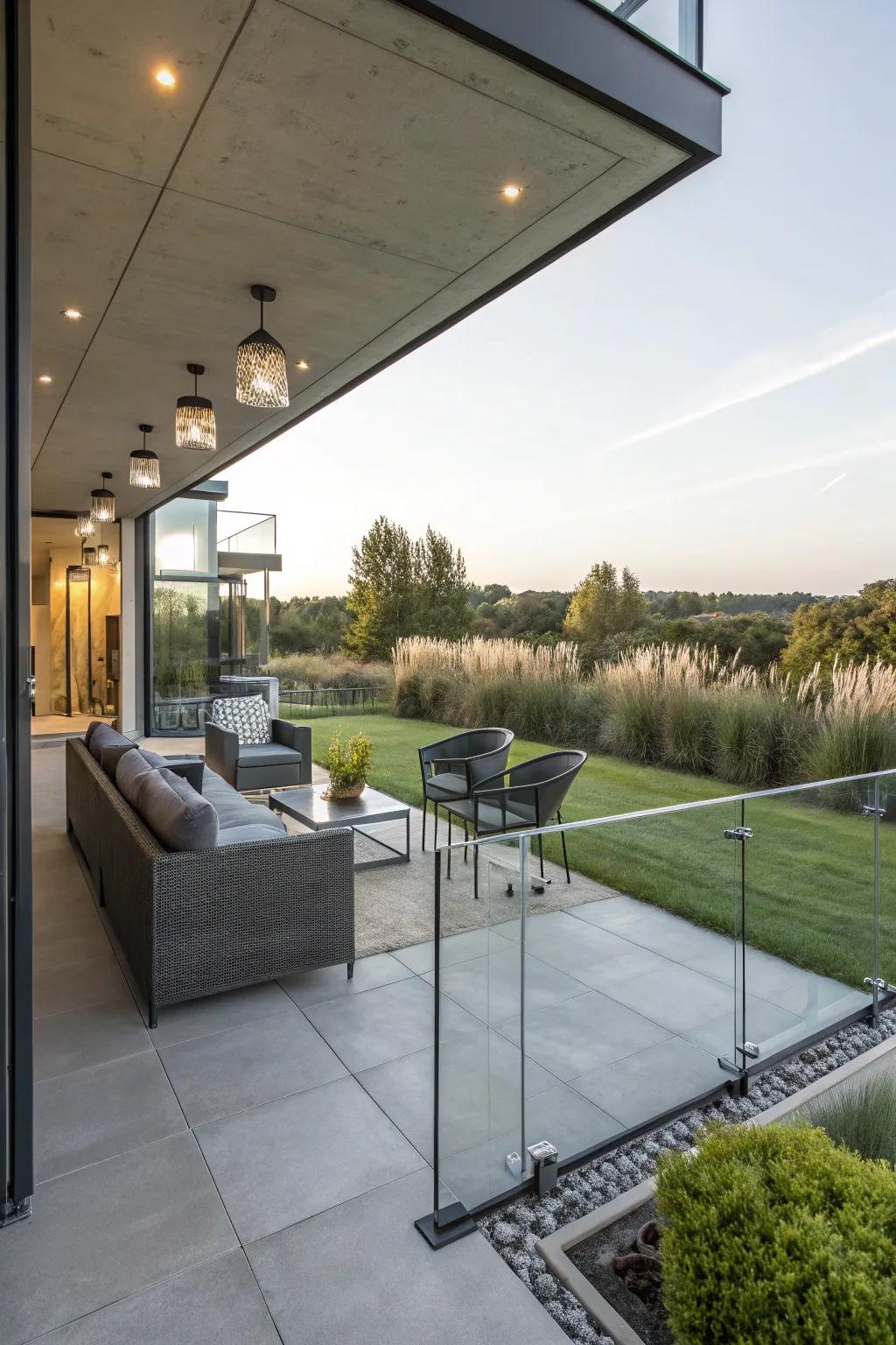 Glass elements enhance the view and add a modern touch.