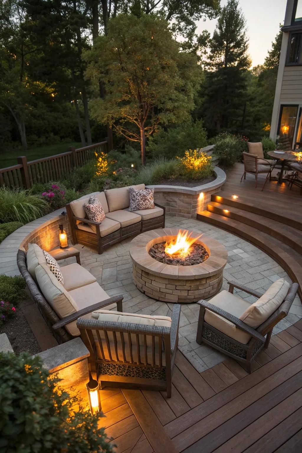 Sunken patios offer a cozy and inviting atmosphere.