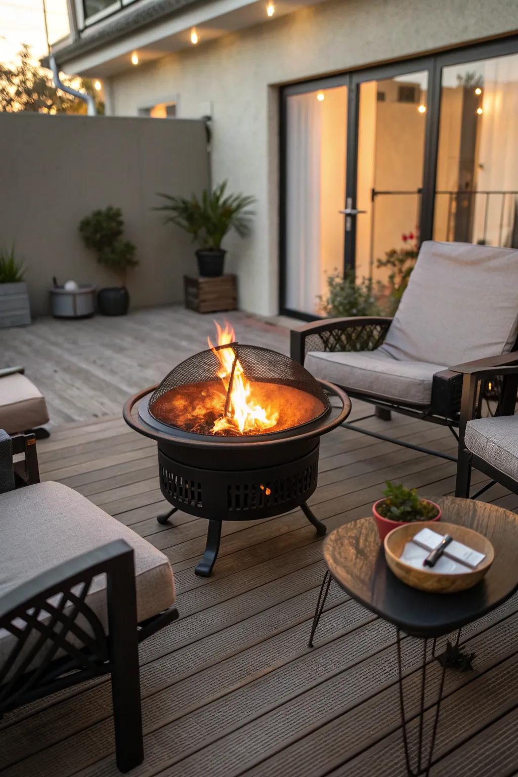 Flexibility with a portable fire pit.
