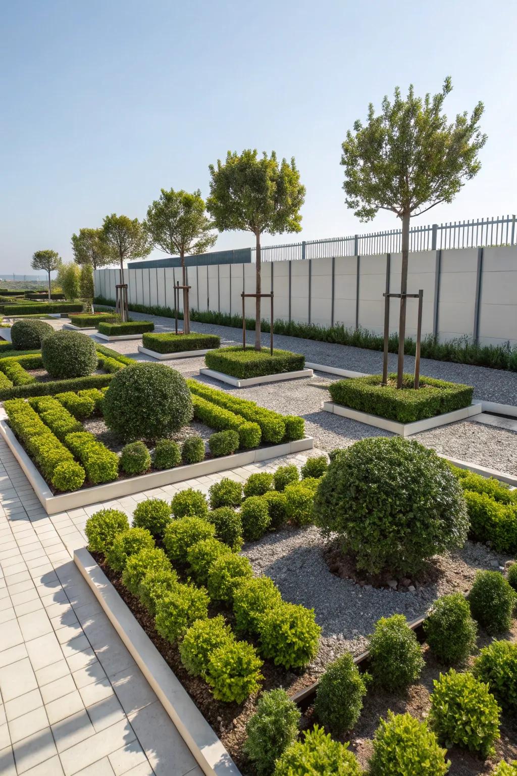 Geometric designs add a modern touch to gardens