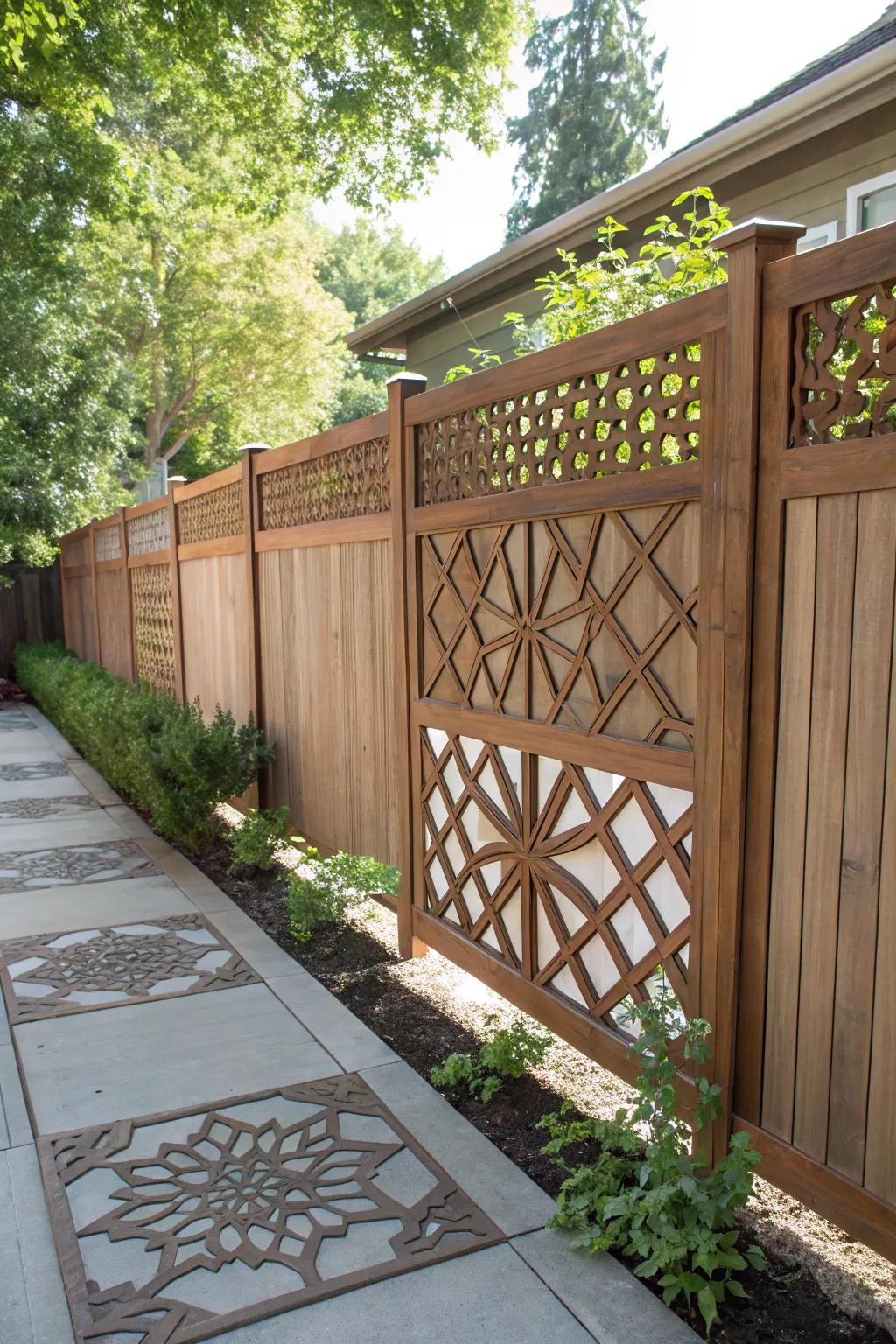 Geometric patterns transform ordinary fences into works of art.