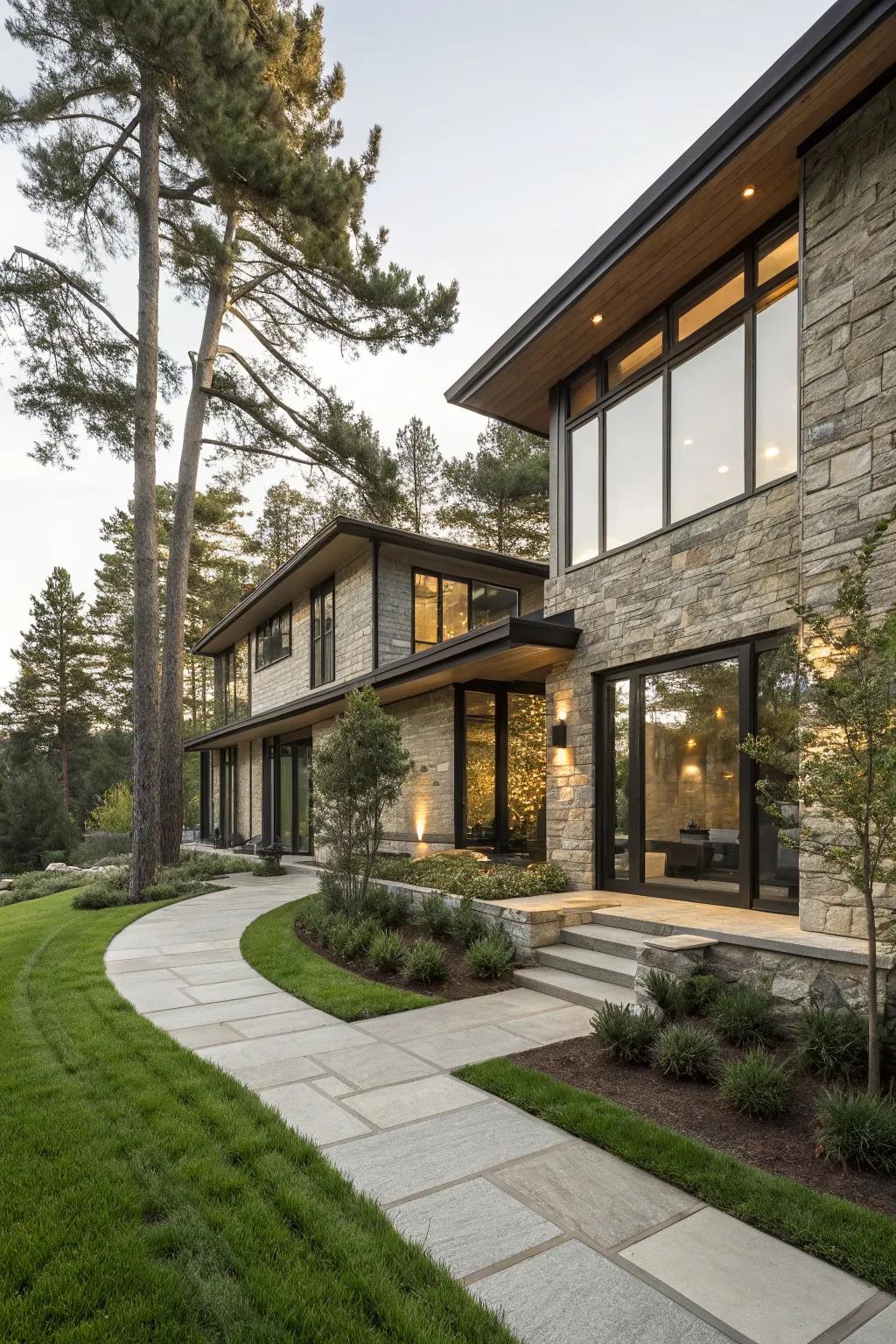 A home with natural stone elements adding texture and elegance.