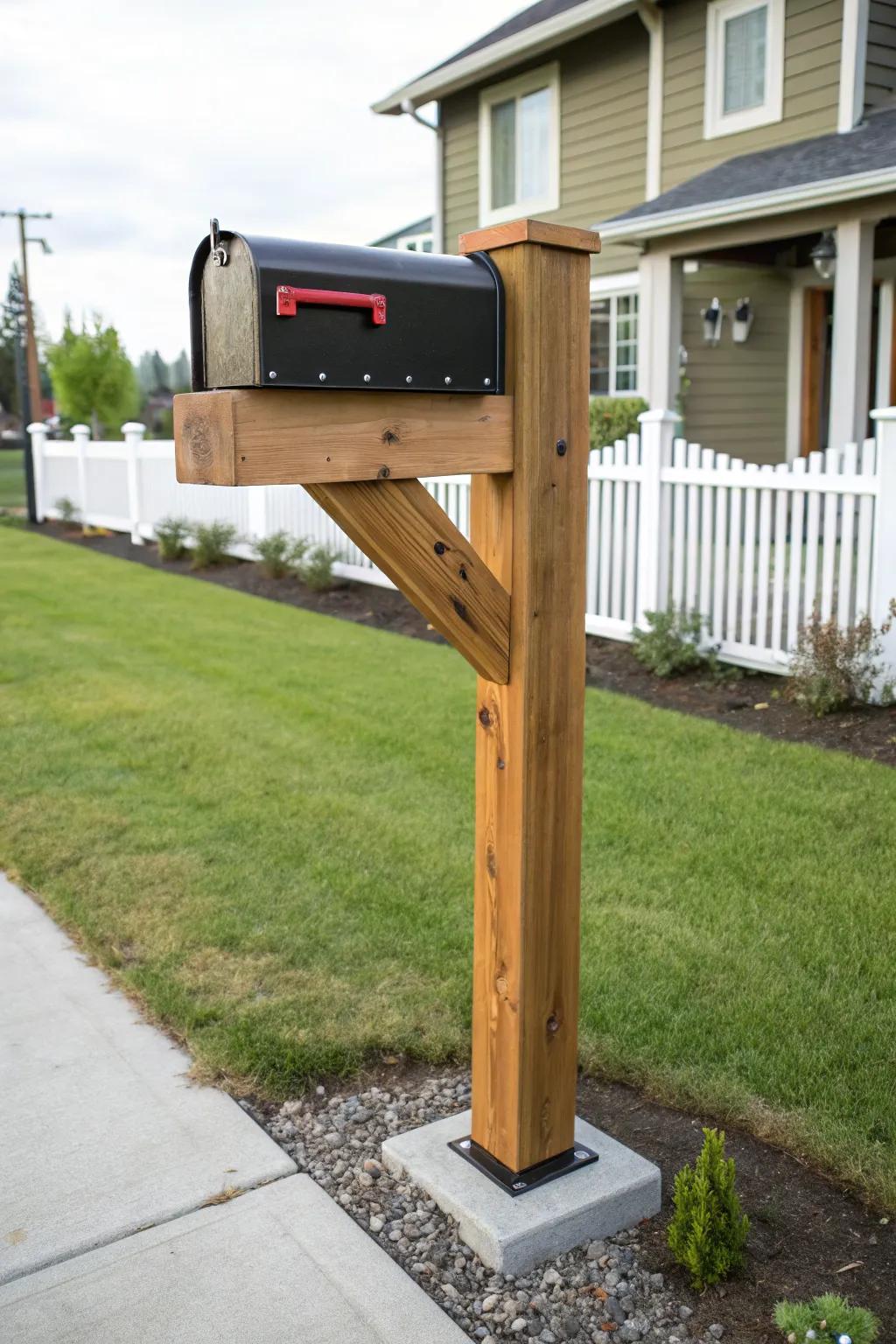 The upside-down U design offers a modern twist to mailbox posts.
