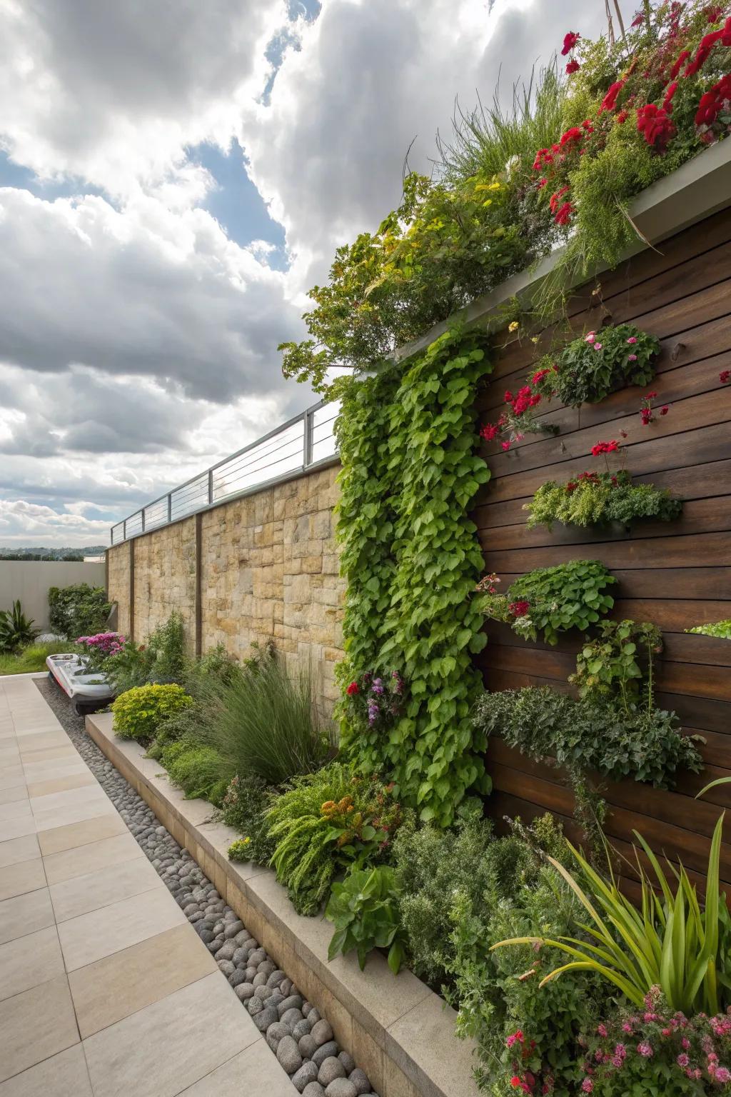 Maximize greenery with a stylish vertical garden.