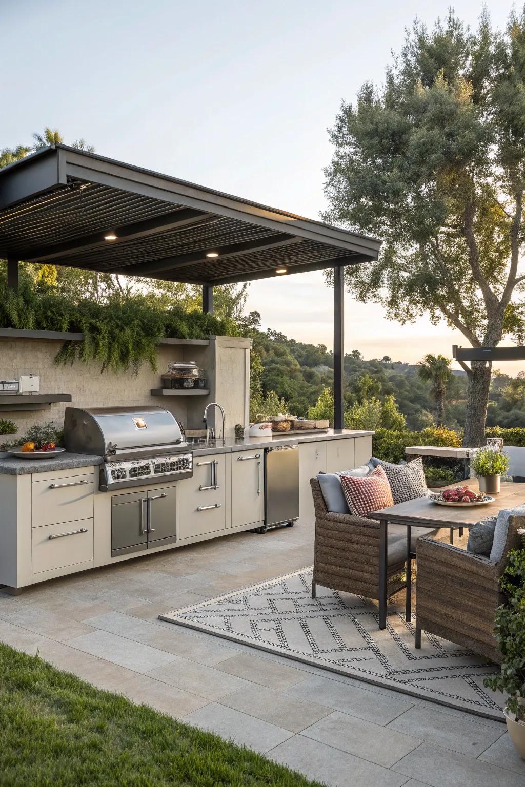 Multifunctional designs make outdoor kitchens versatile and user-friendly.