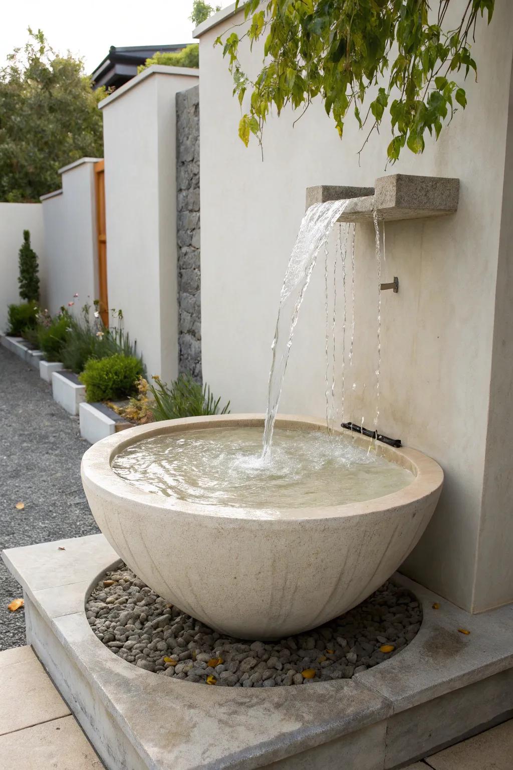 Basin-free water wall offering a sleek and minimalist appearance.