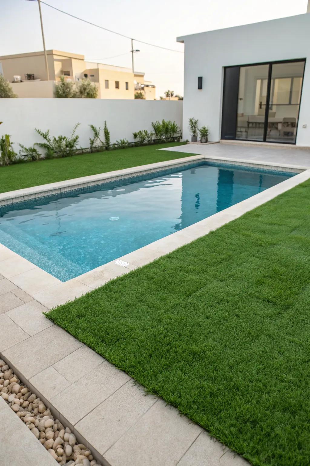 Cozy turf areas are kid and pet-friendly.