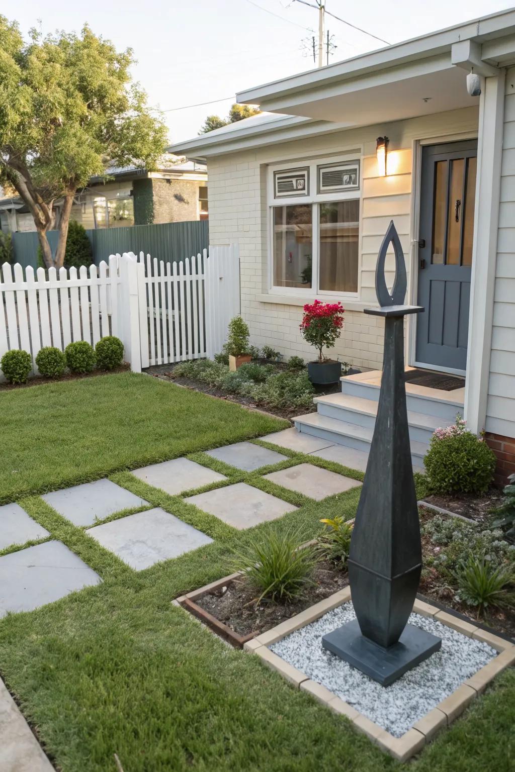 Art pieces add personality and interest to your landscape.