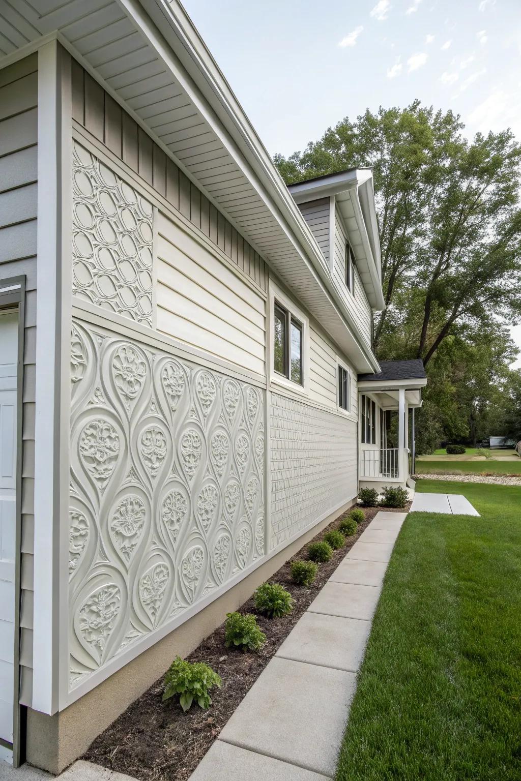 Innovative vinyl patterns create a unique home exterior.