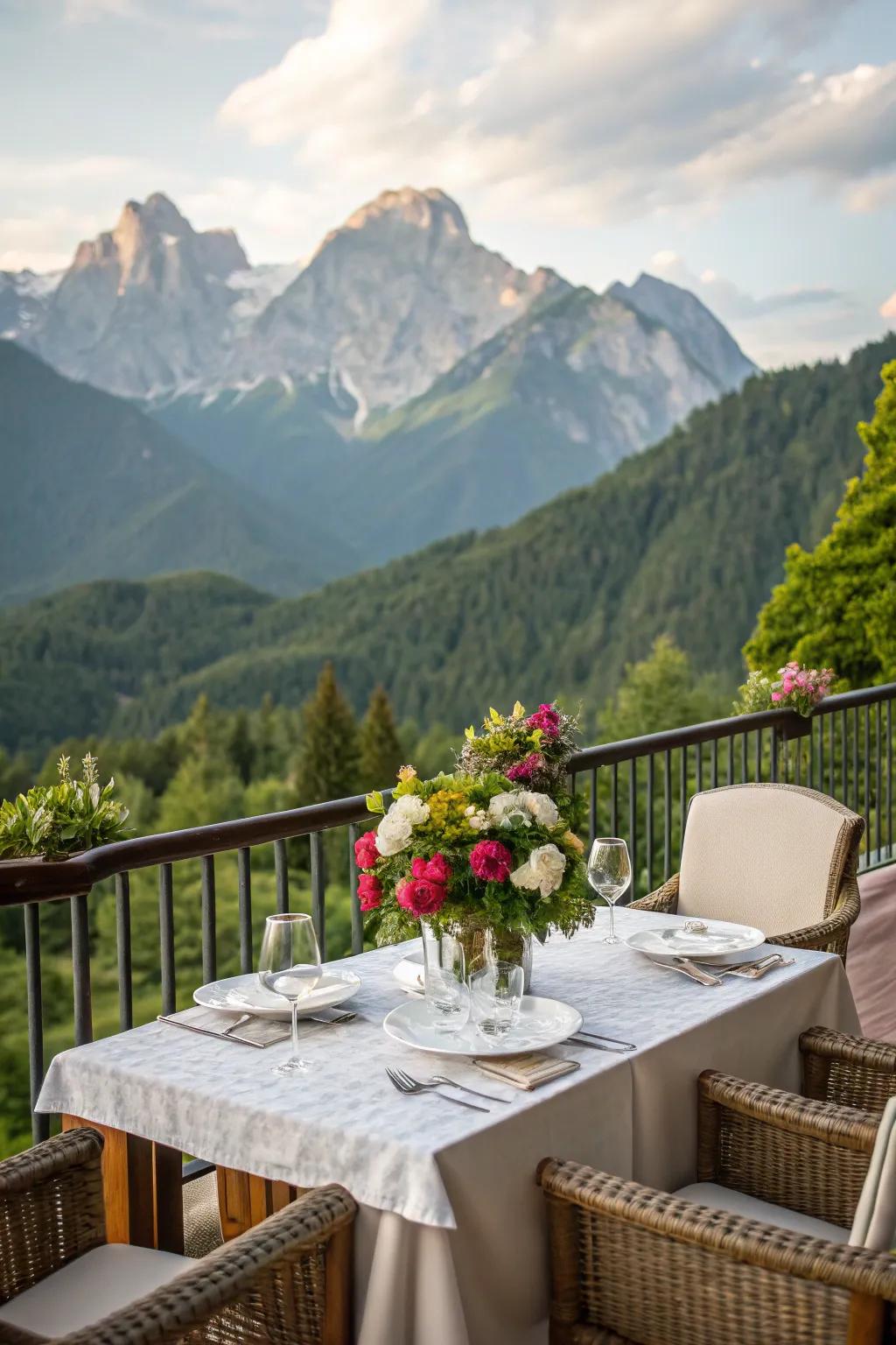 Dine with a view on your elegantly set outdoor table.