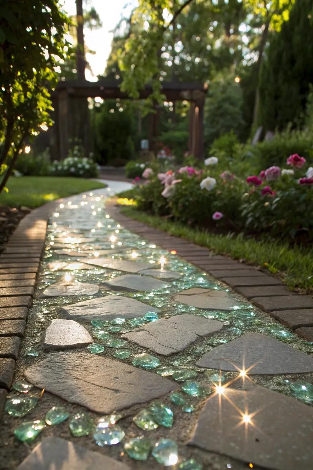 Add sparkle with tumbled glass paths