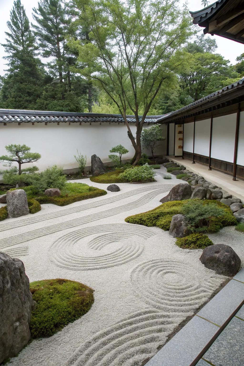 Find tranquility in the simplicity of a Zen garden.