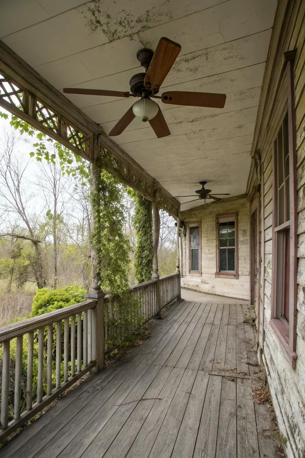 Ceiling fans provide comfort on warm days.