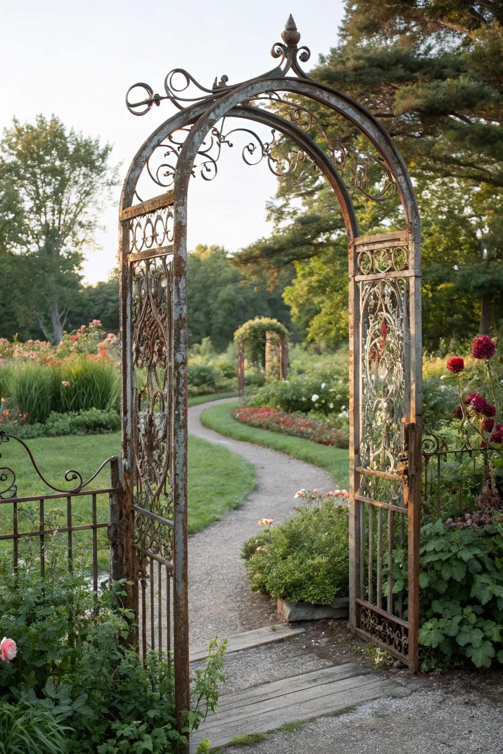 Guide your garden journey with vintage archways.