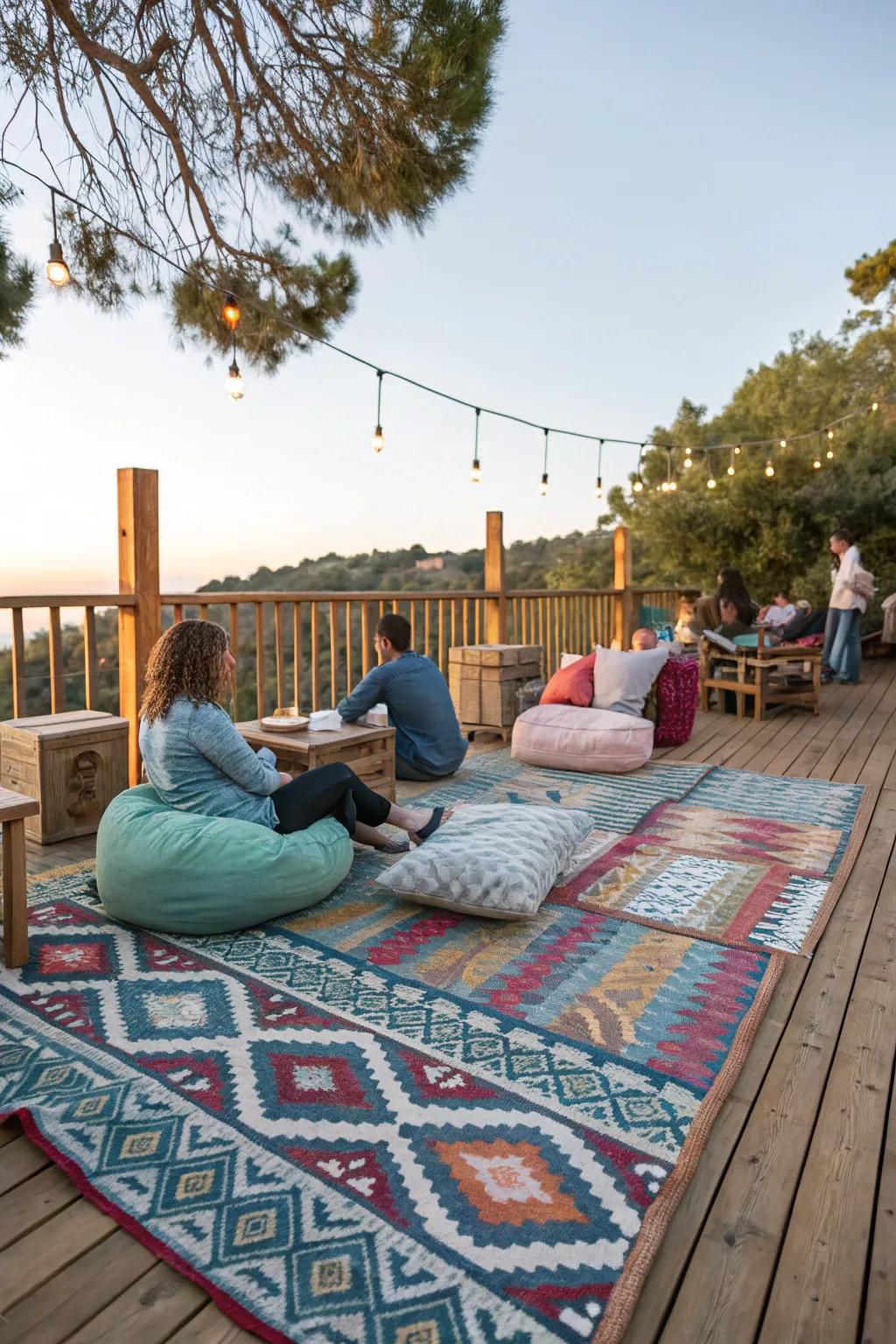 Create an inviting space with casual patterns and laid-back decor.