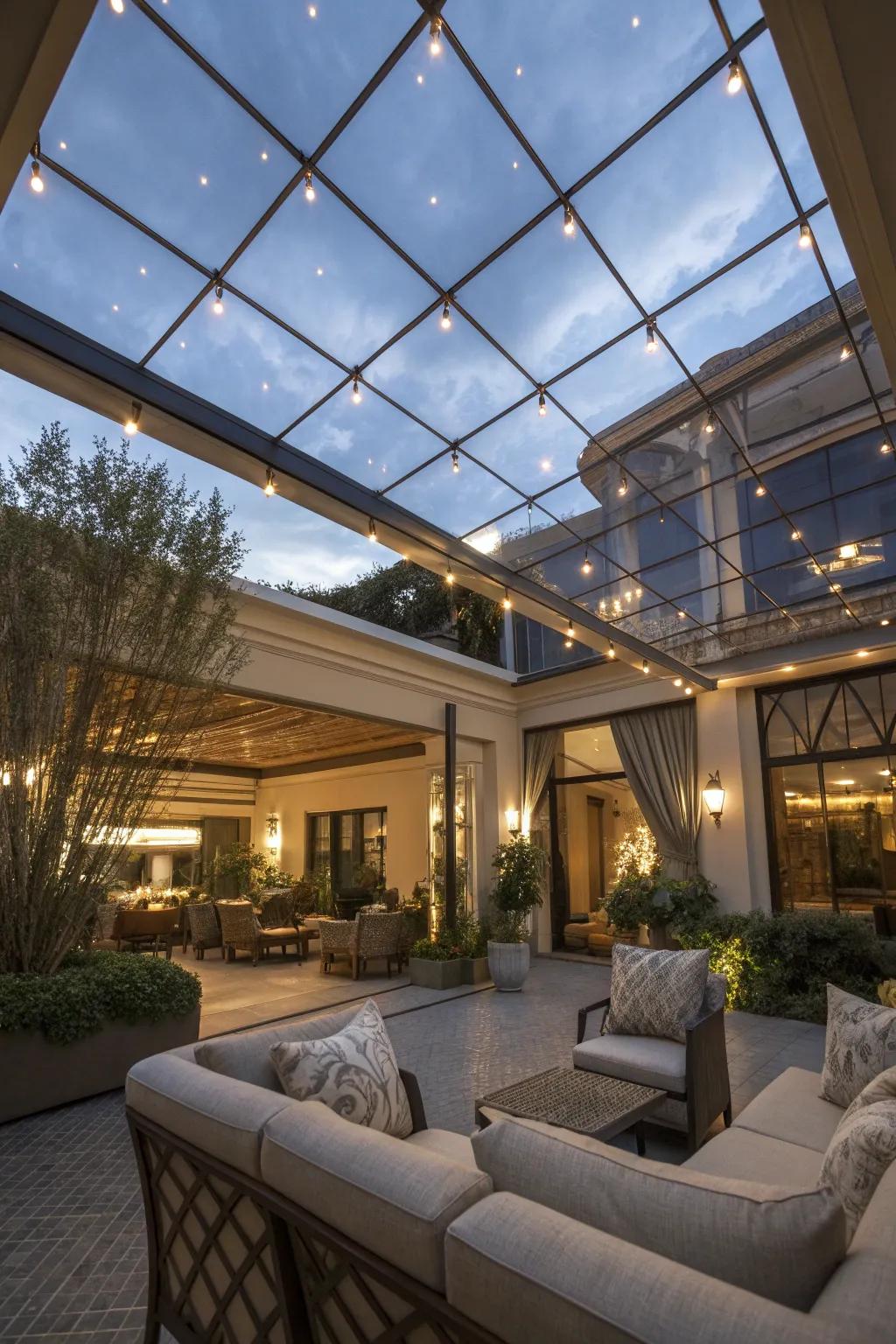 Skyward views with a stunning glass ceiling.