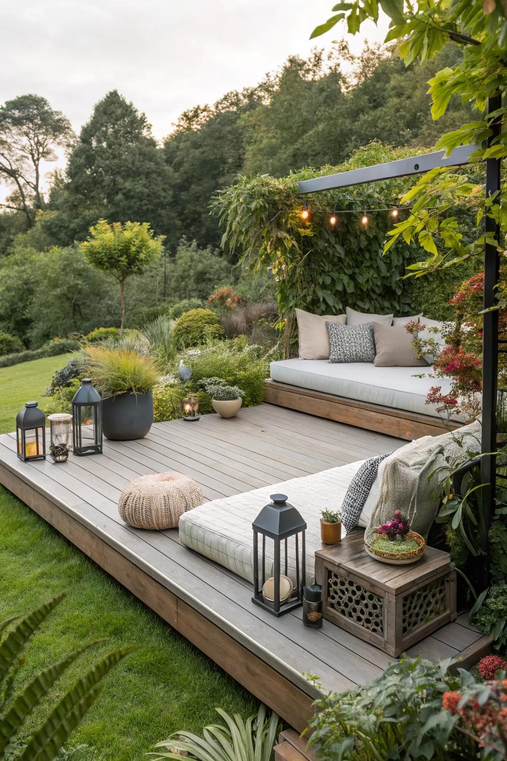 Add a touch of modernity with a sleek floating deck.