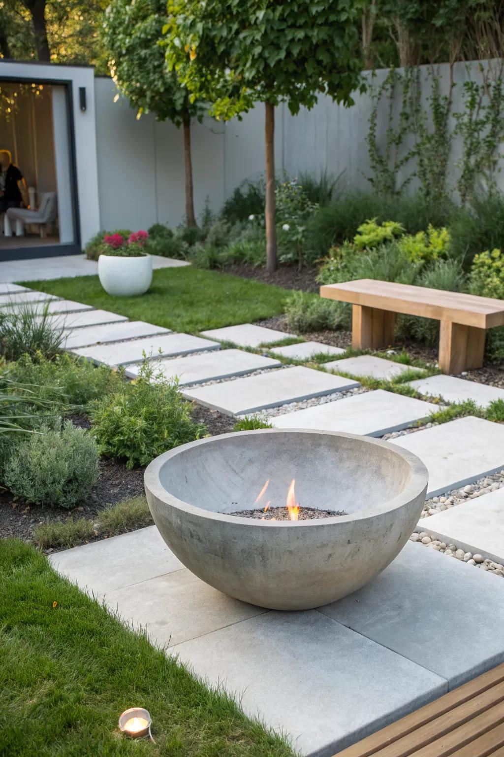 Create a sleek and modern look with a DIY concrete fire bowl.