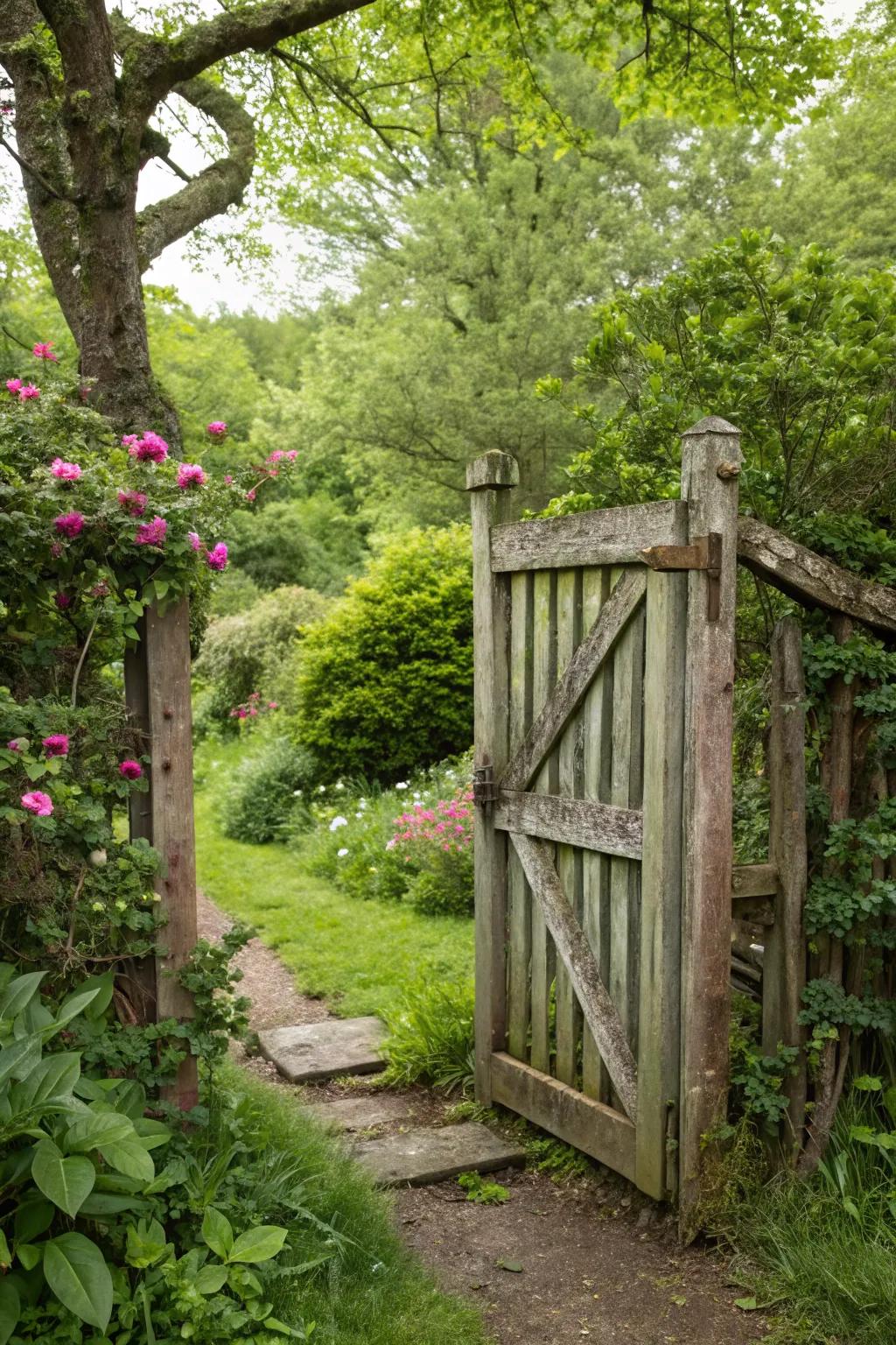 Eco-friendly gates crafted from reclaimed materials offer sustainable style.