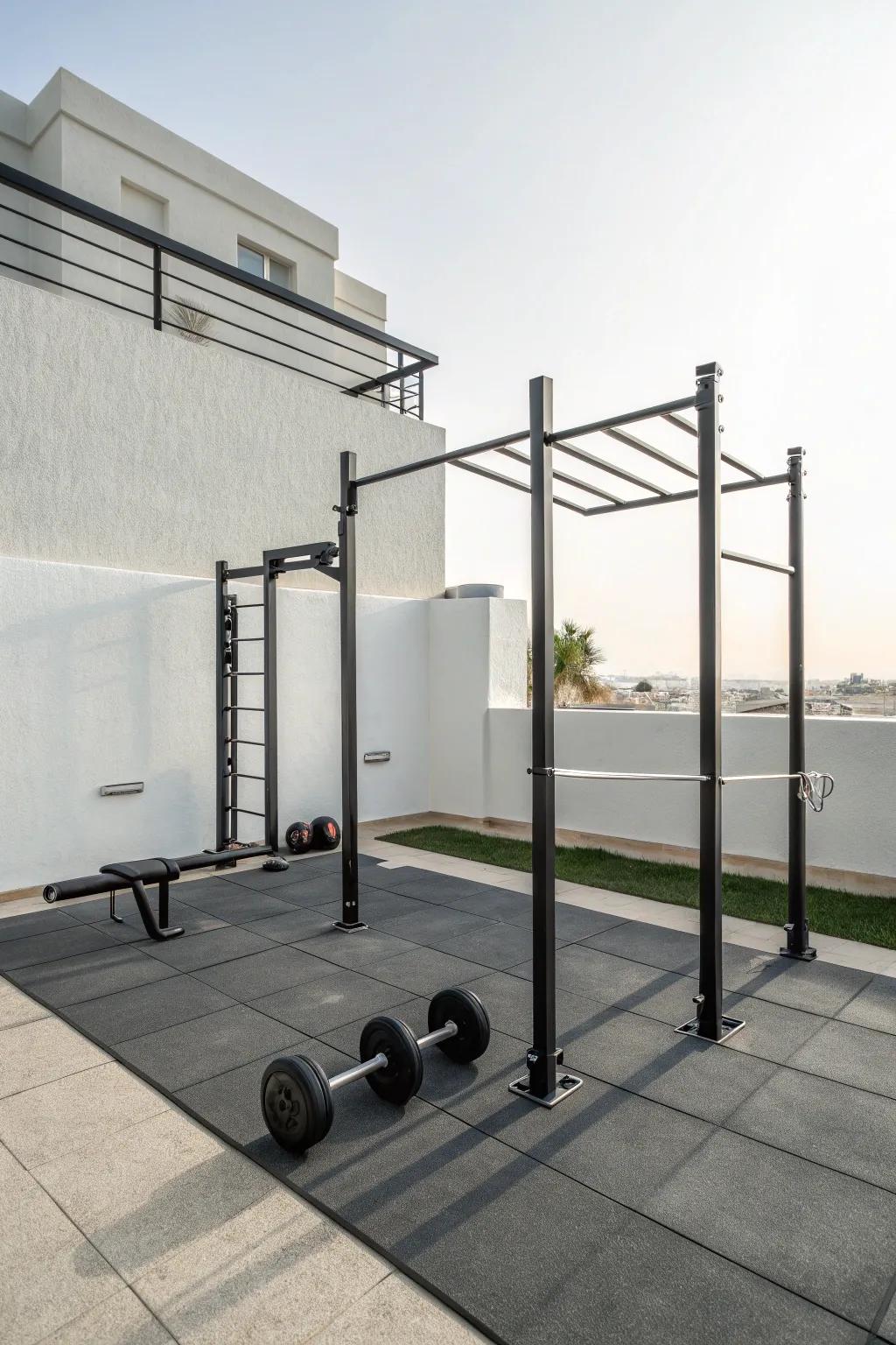 Simplify your space with a minimalist outdoor gym.