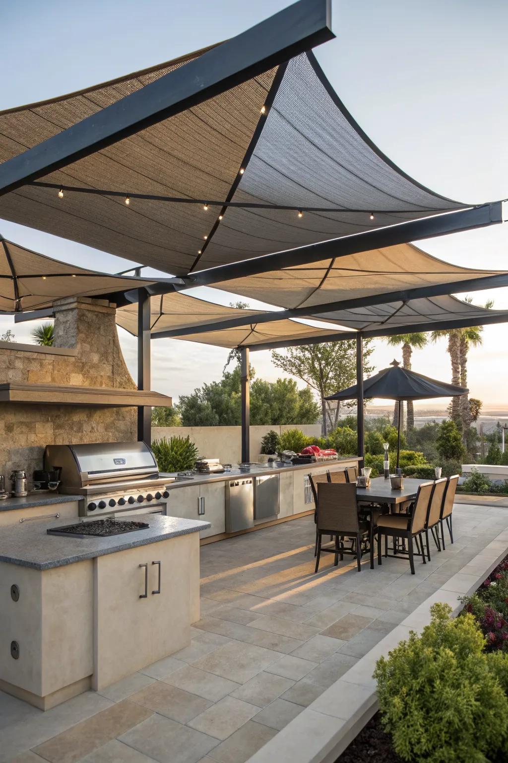 Multi-layered shades offer a blend of artistic design and practicality.