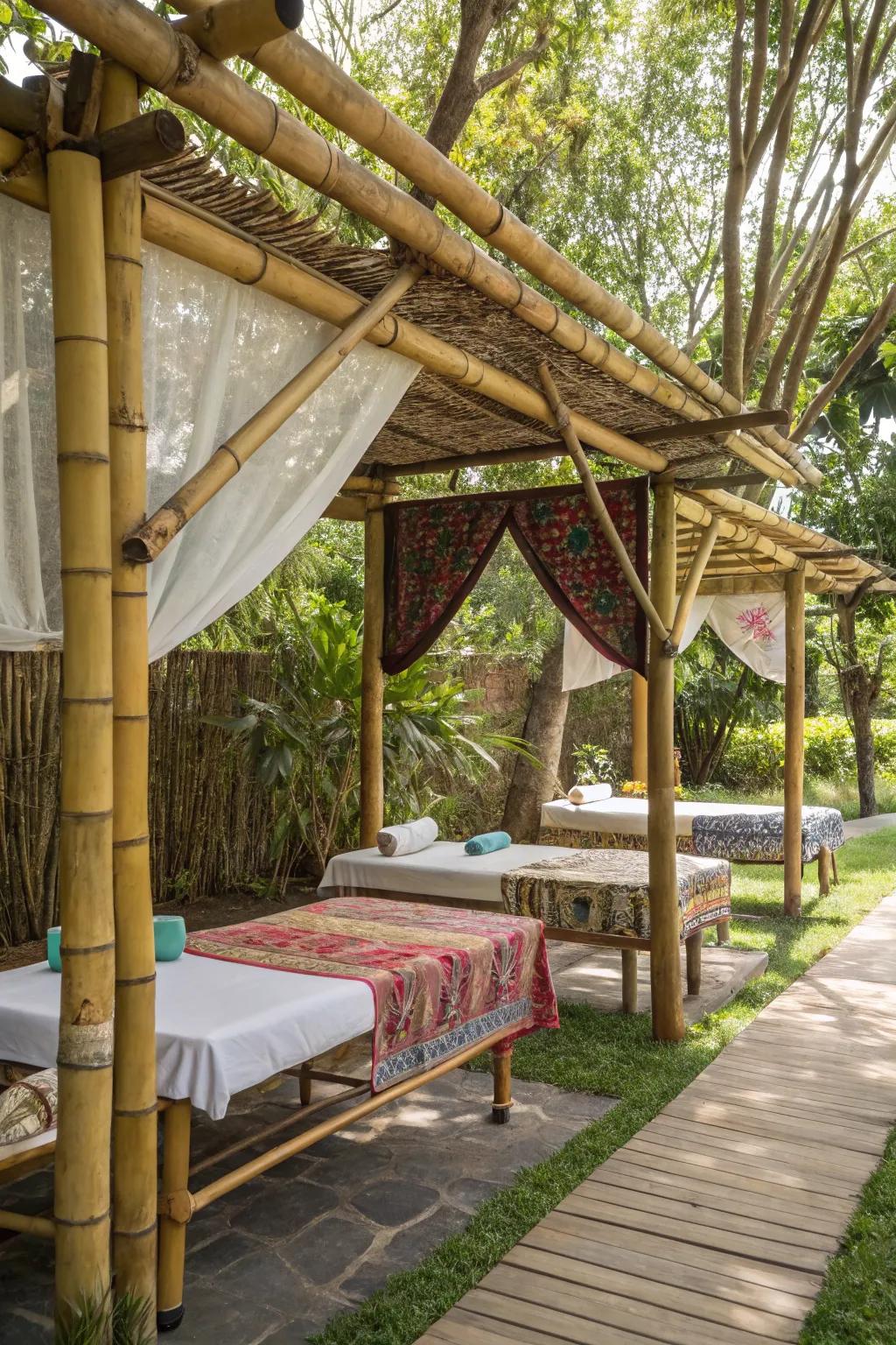 Eco-friendly elements create a sustainable massage experience.