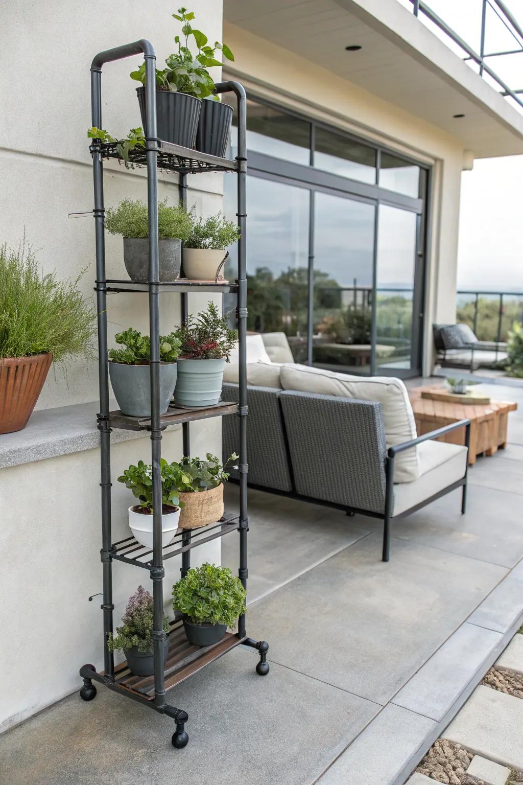 Urban edge with the industrial metal pipe rack.