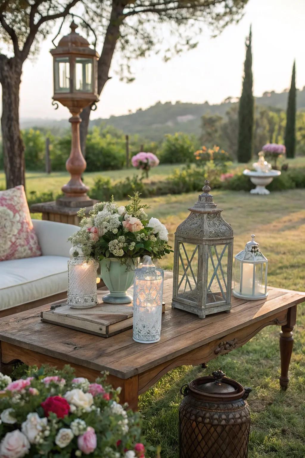 Vintage accents add timeless charm to decor.