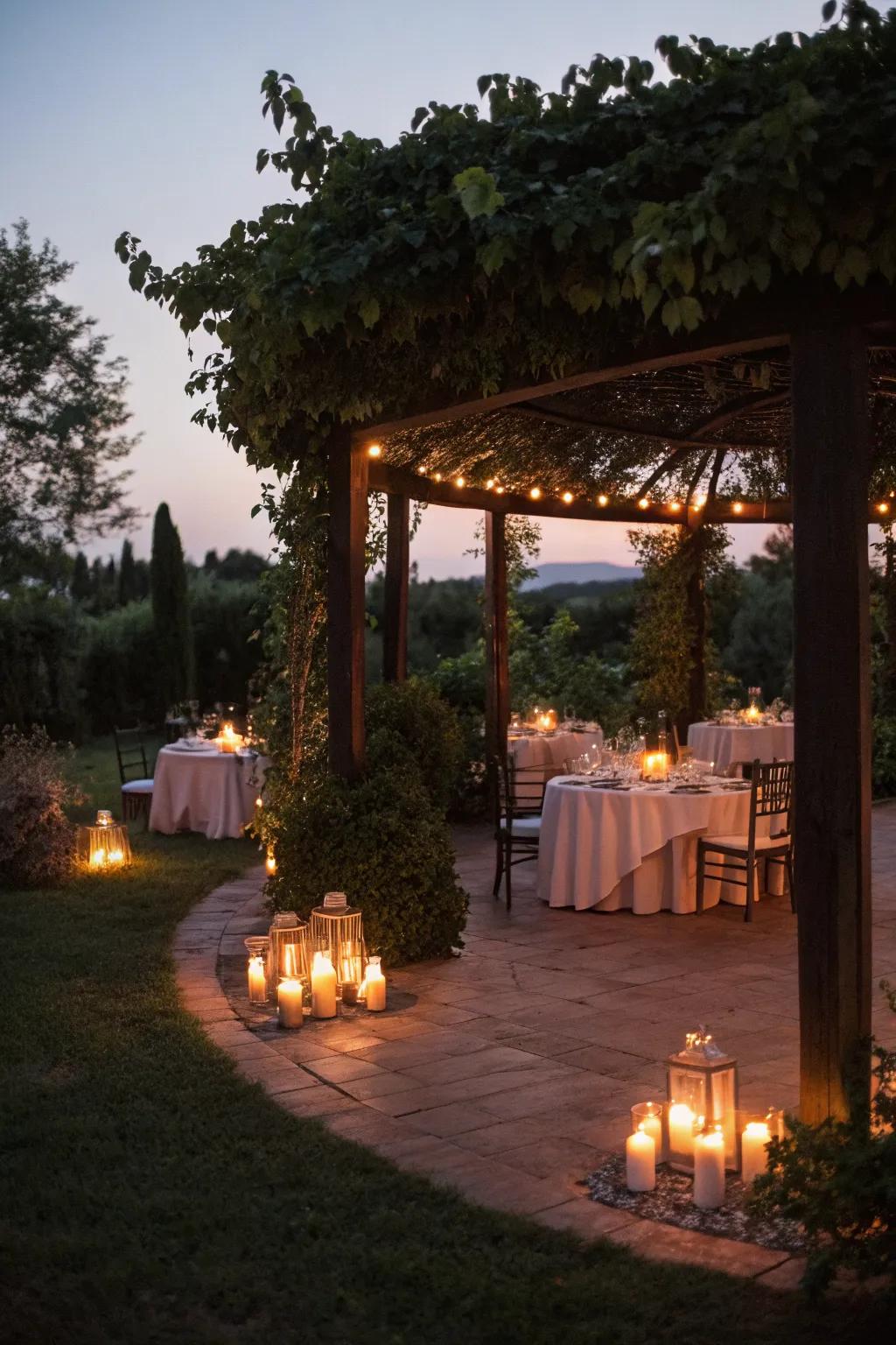 Candles provide a soft, romantic glow.