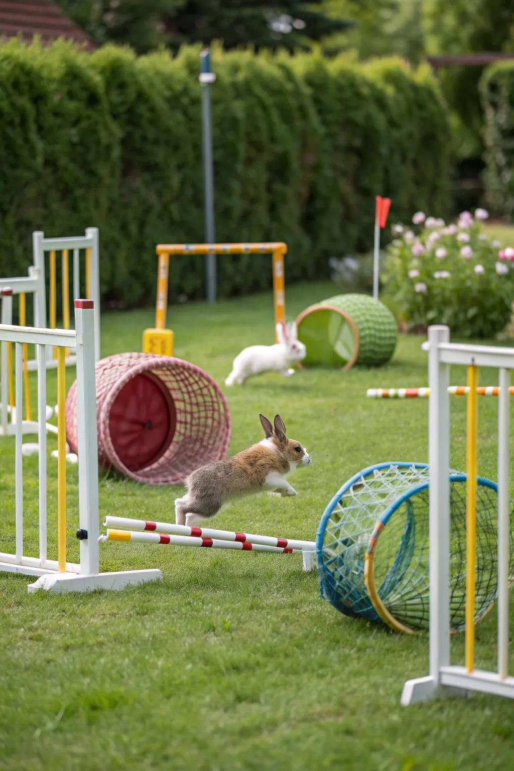 A stimulating obstacle course designed for playful rabbits.