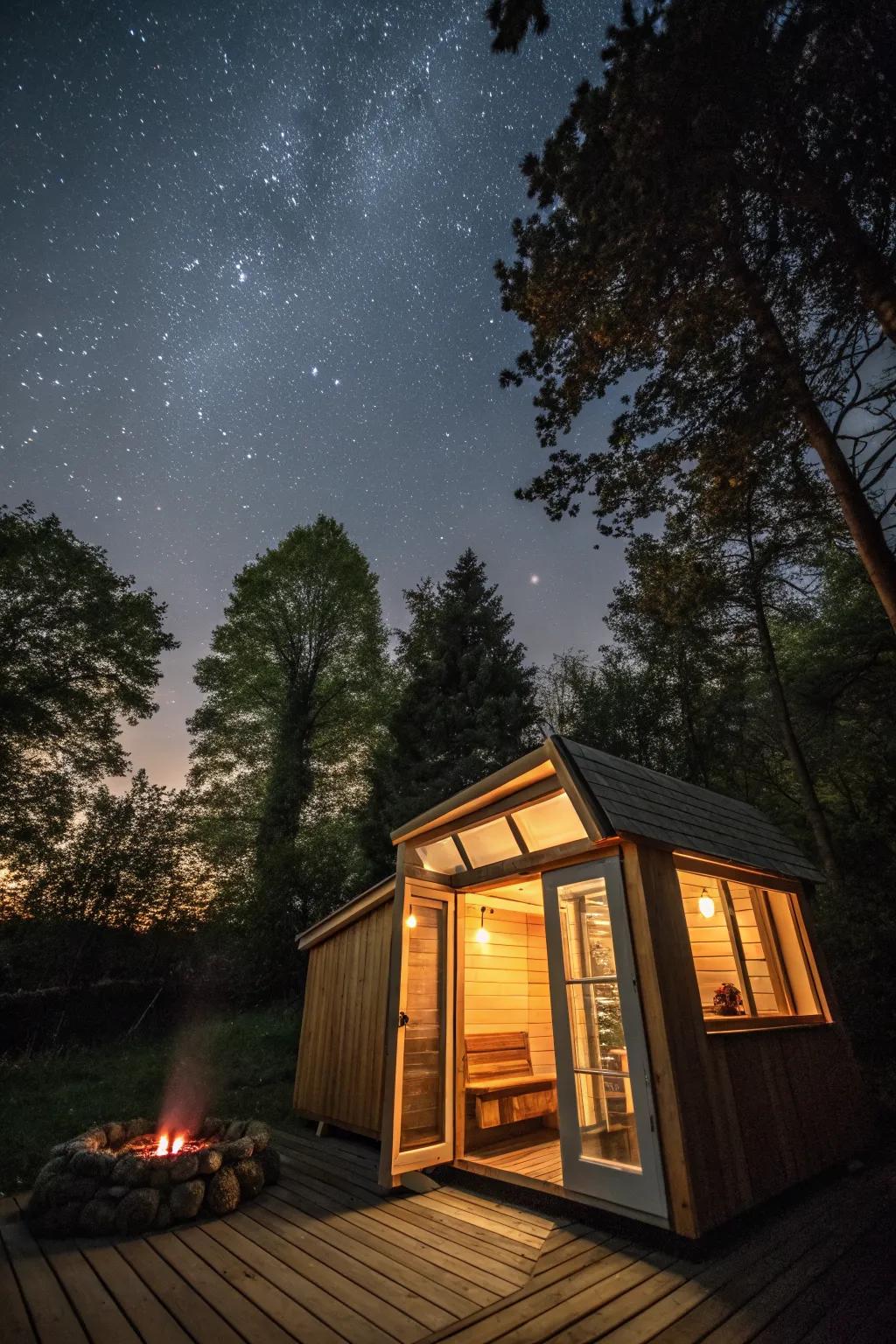 Enjoy the night sky with a stargazing-friendly sauna setup.
